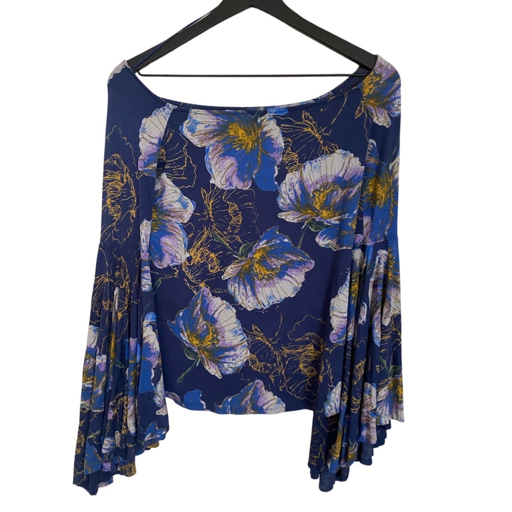 Free People, Bell Sleeve, Floral, Off Shoulder, Long Sleeve Top